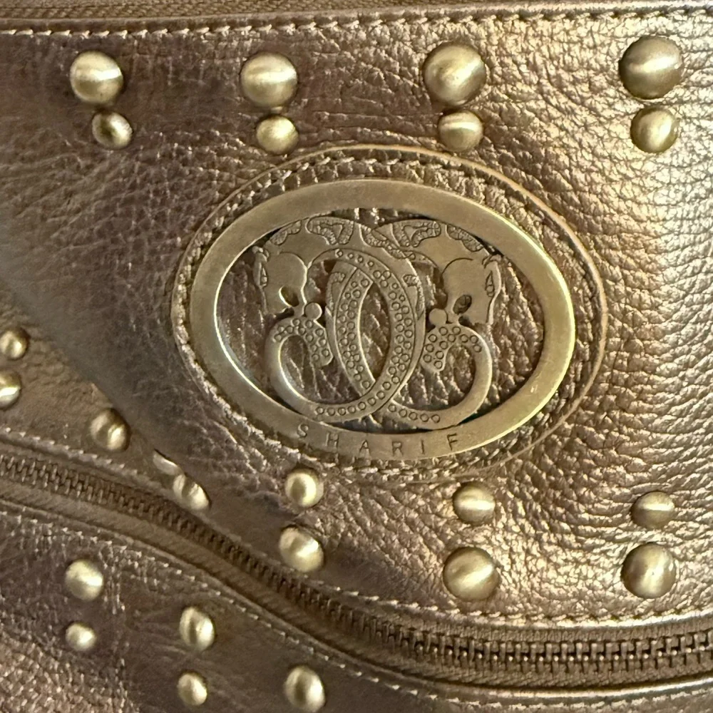 NWT Sharif Bronze leather Studded Hobo Bag with dust bag - Picture 12 of 16